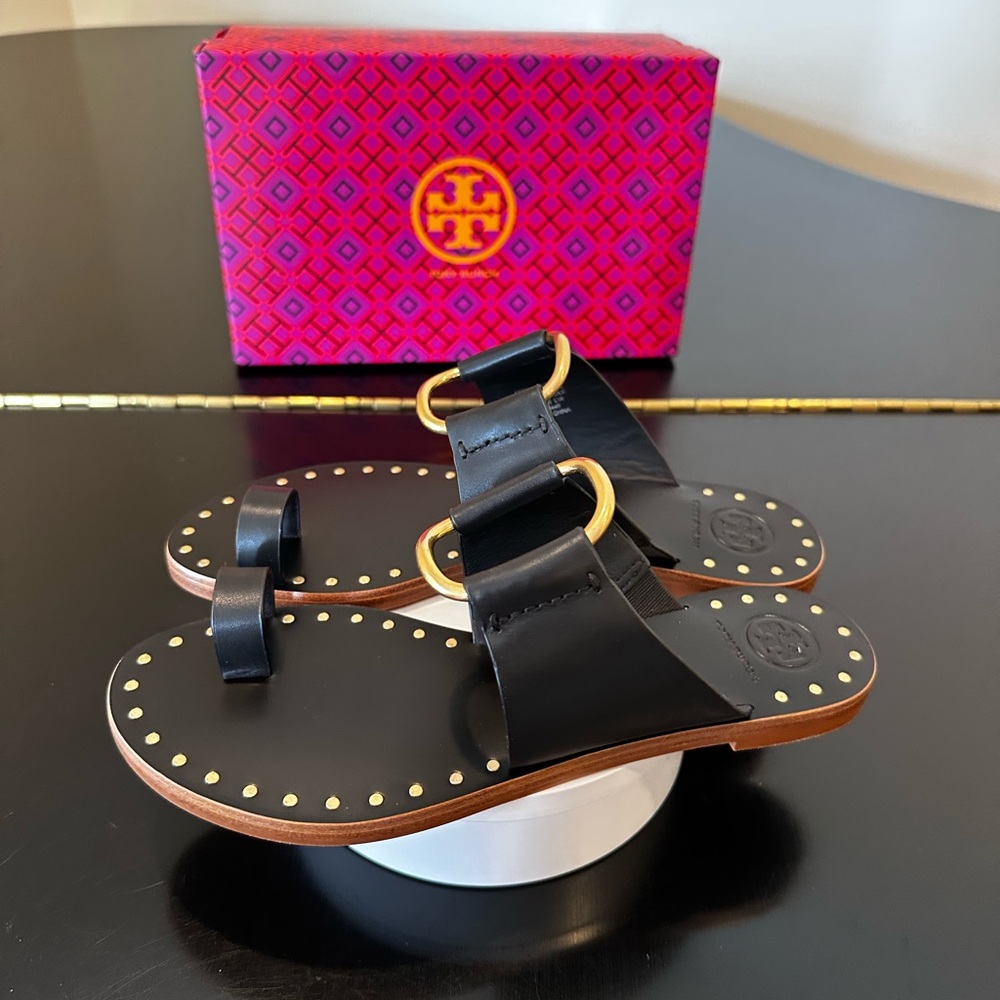 TORY BURCH NWT AUTHENTIC MINIMALIST LUXURY RESORT SUMMER RAVELLO STUDDED SANDAL - Picture 9 of 17